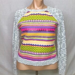 MILLY Marled Neon Aztec Sweater sz L